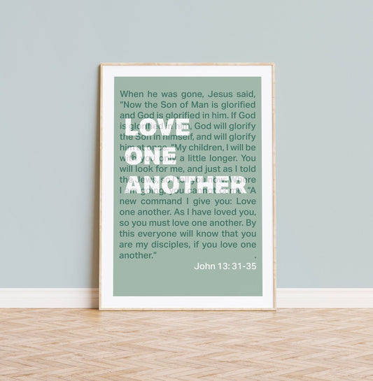 John 13 print, Love one another poster,  Christian wall art, bible verse print, Christian gift