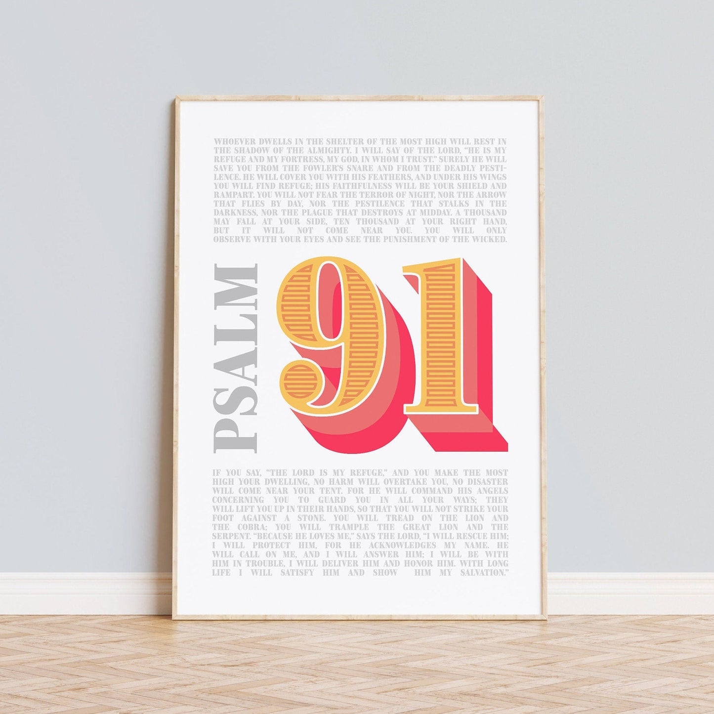 Psalm 91 modern Christian typographic poster.