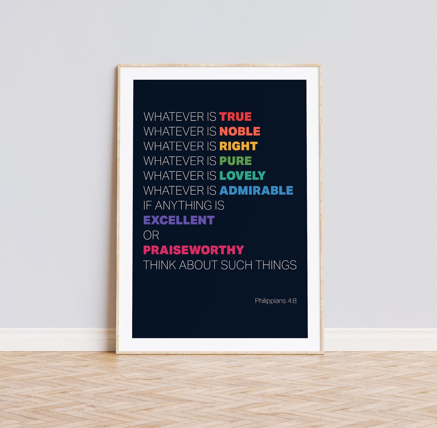 Whatever is True... Christian poster. Philippians 4 verse 8 print.