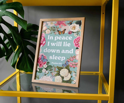 In peace I will lie down and sleep A4 framed poster - The Christian Poster Company