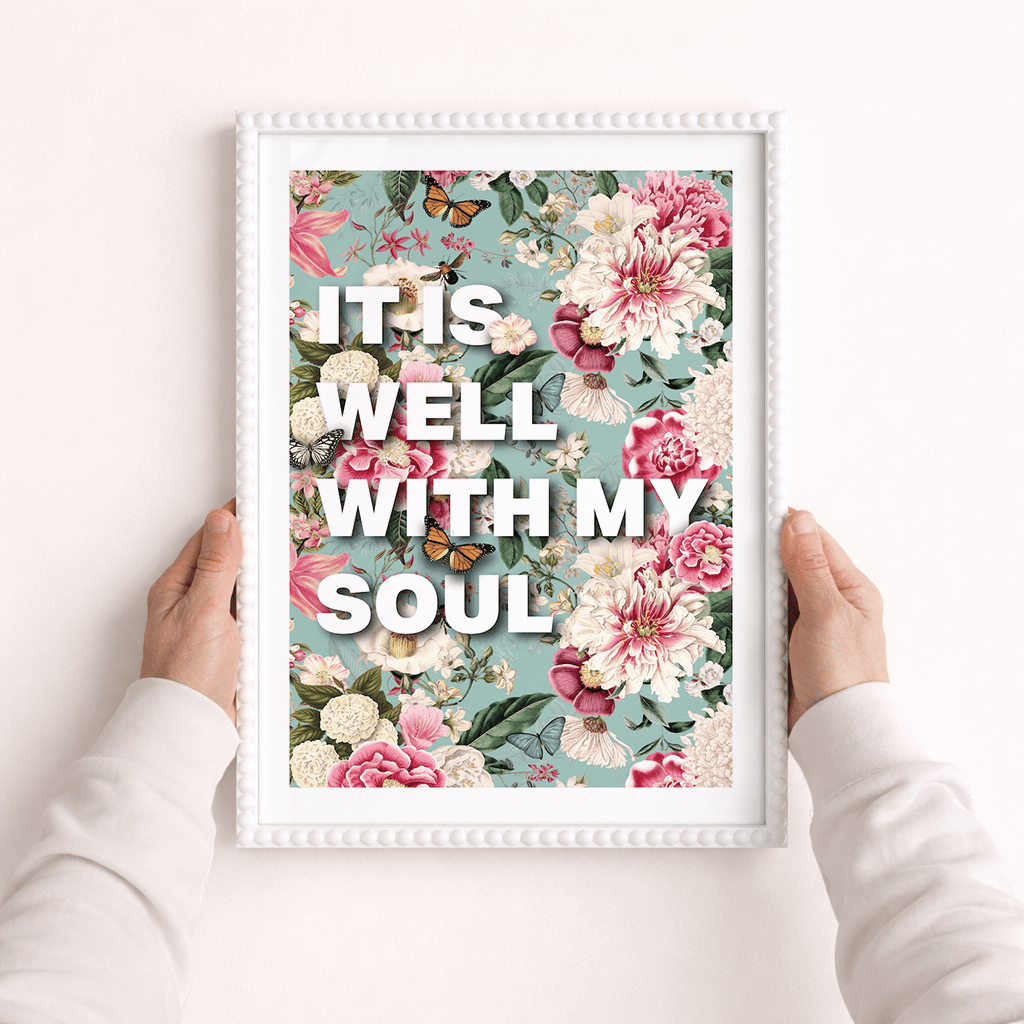It is well with my soul floral A3 framed poster - The Christian Poster Company