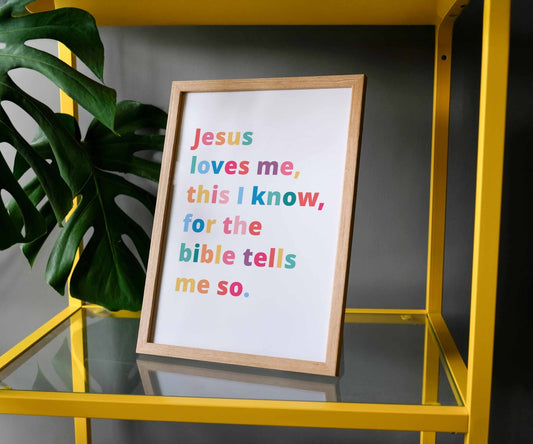 Jesus loves me this I know A4 framed poster - The Christian Poster Company