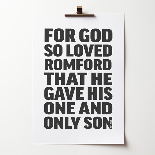 Personalised poster. John 3:16. For God So Loved...... (black and white version)