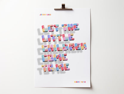 'Let the little children come to me' (Mark 10:14) wall art - The Christian Poster Company