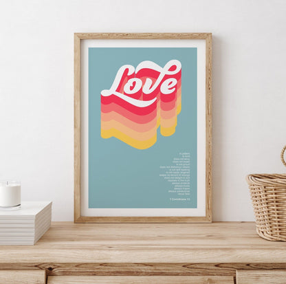 Love is patient, love is kind poster, 1 Corinthians 13 Christian wall art, bible verse print, for churches, homes or as a gift - The Christian Poster Company