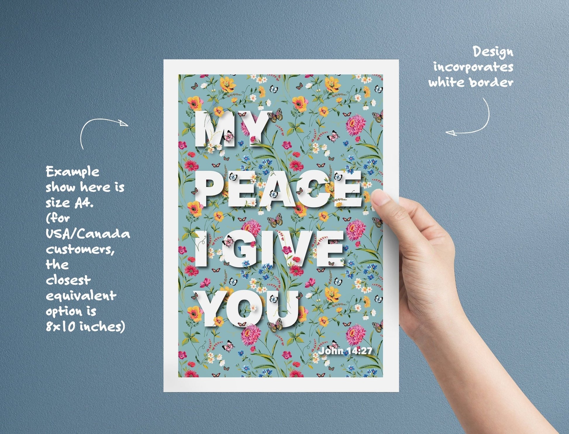 My peace I give you poster, John 14 verse 27 Christian bible verse poster, wall decor - The Christian Poster Company
