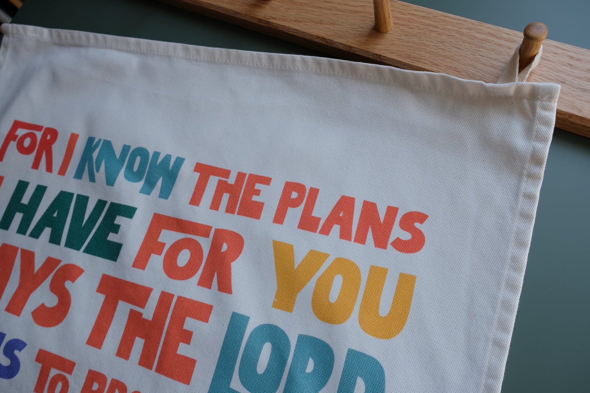 Bright modern Christian tea towel Jeremiah 29:11