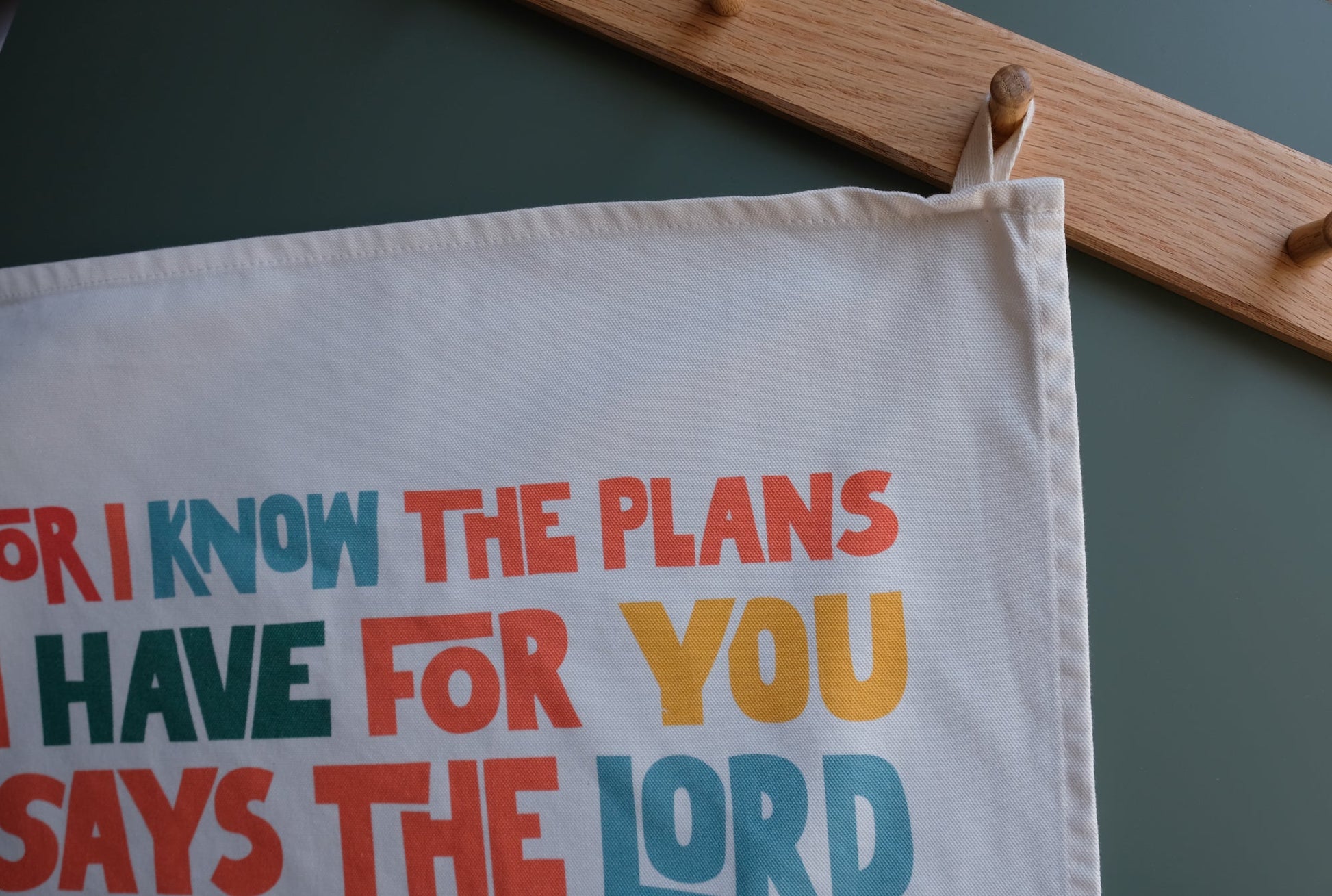Bright modern Christian tea towel Jeremiah 29:11