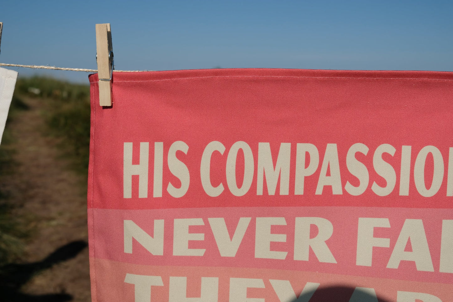 Bright modern Christian tea towel Lamentations 3:23