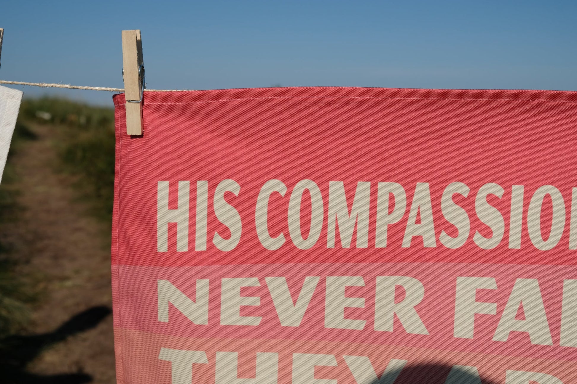 Bright modern Christian tea towel Lamentations 3:23
