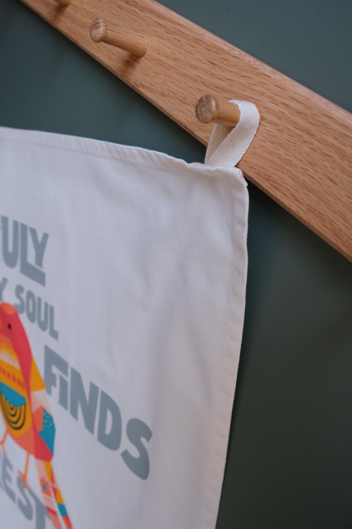 Modern Christian tea towel bird design Psalm 62:1
