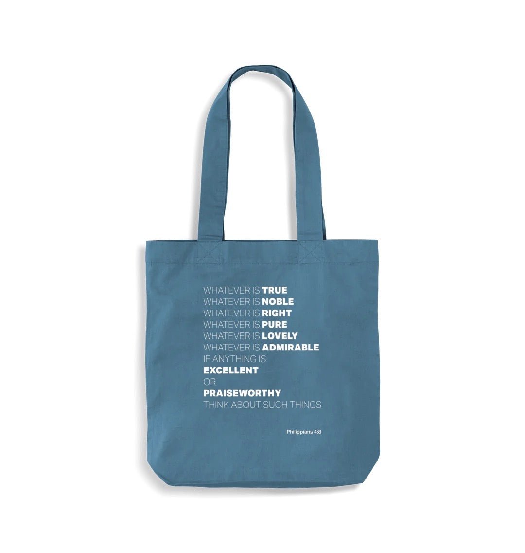 Organic cotton Tote bag. 'Whatever is true'. Philippians 4 - The Christian Poster Company