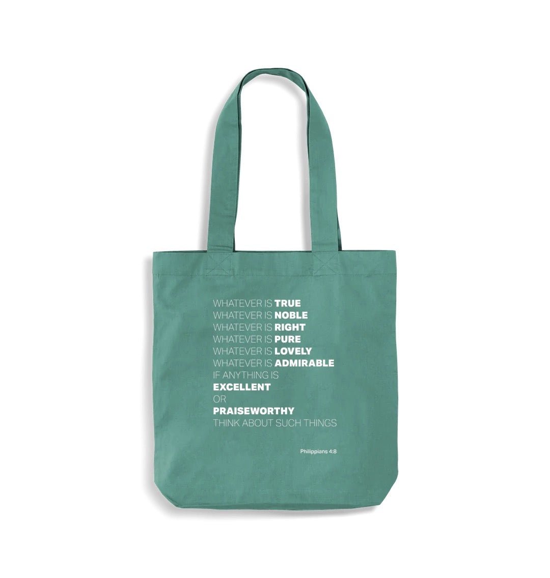 Organic cotton Tote bag. 'Whatever is true'. Philippians 4 - The Christian Poster Company