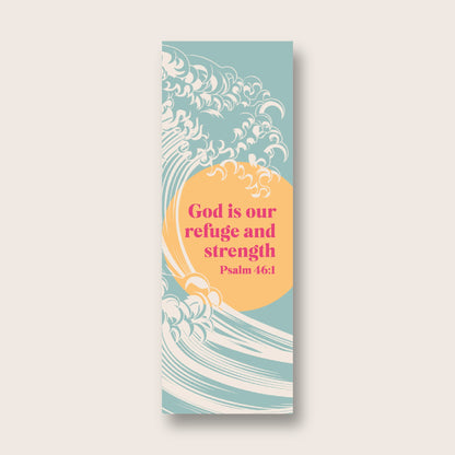 Pack of 30 Christian bookmarks. One design. 'God is our refuge and strength.' - The Christian Poster Company
