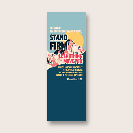 Pack of 30 Christian bookmarks. One design. 'Stand firm'. 1 Corinthians 15:56 - The Christian Poster Company