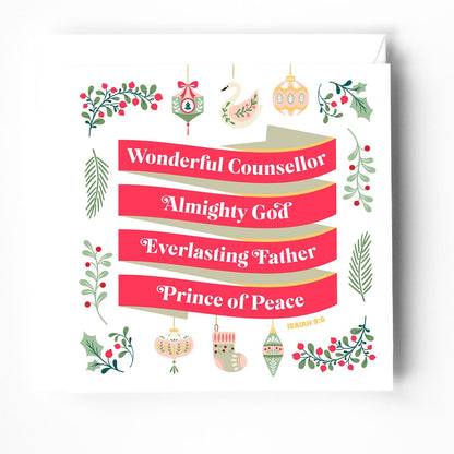 Pack of Christmas cards. Isaiah 9 verse 6 (Wonderful counsellor) - The Christian Poster Company
