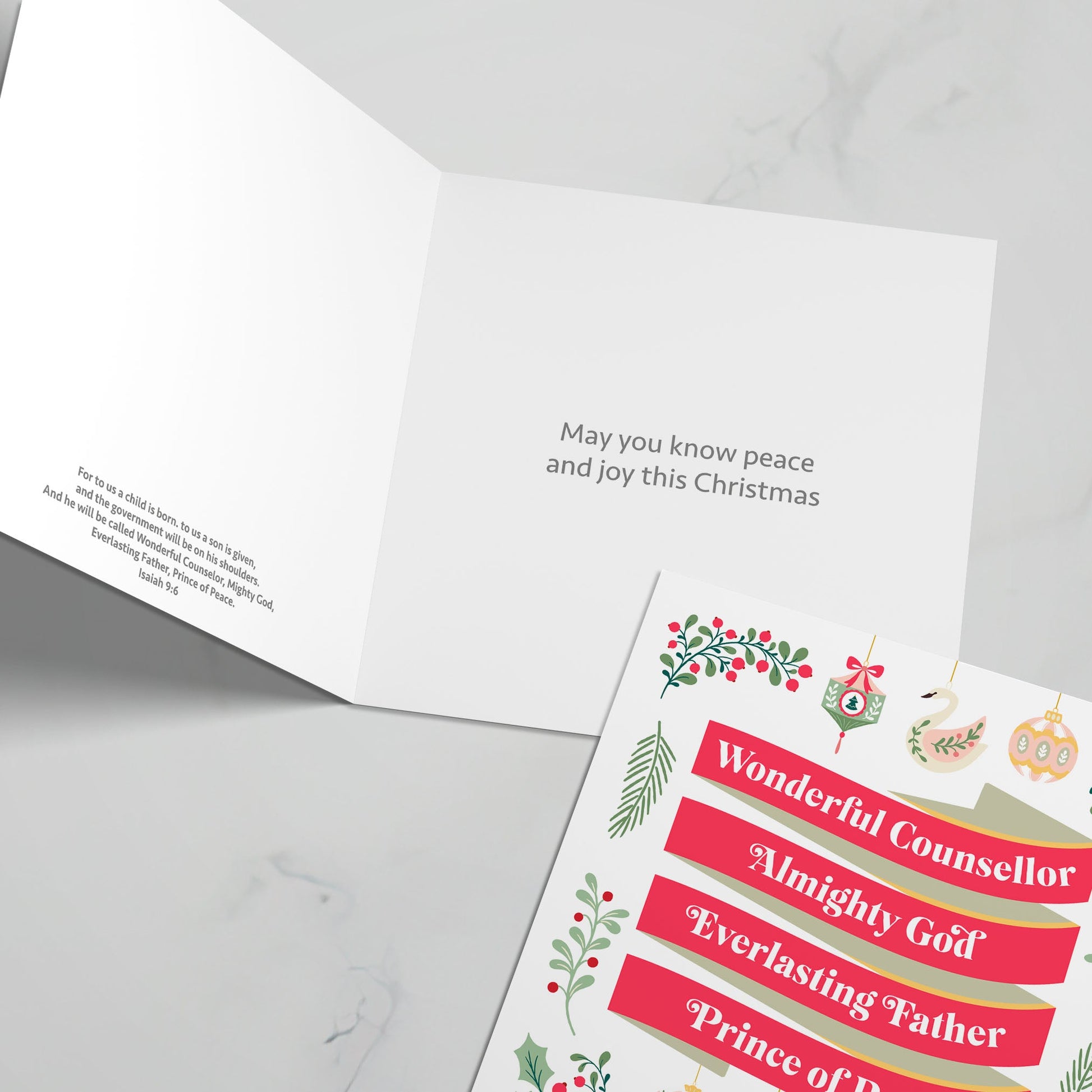 Pack of Christmas cards. Isaiah 9 verse 6 (Wonderful counsellor) - The Christian Poster Company