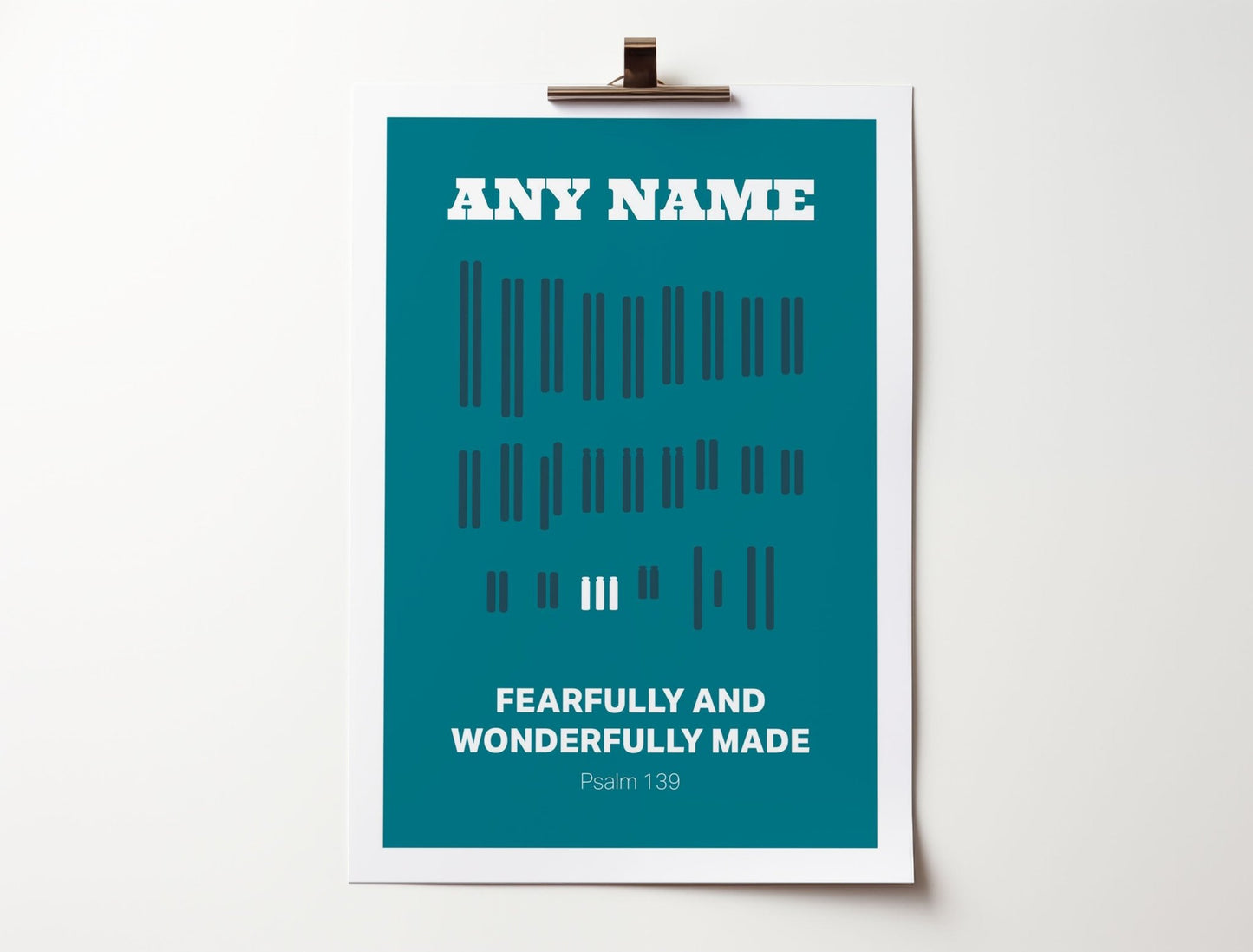 Trisomy 21 Down’s Syndrome Christian print, Psalm 139, Fearfully and Wonderfully Made, joyful modern faith-inspired design.