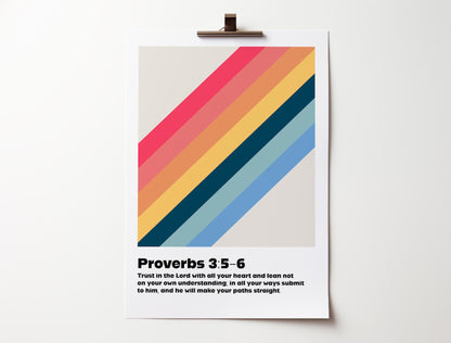 Proverbs 3 verses 5 - 6 wall art poster, bible verse print, Chrisitan wall decor, physical print, for homes, for churches - The Christian Poster Company