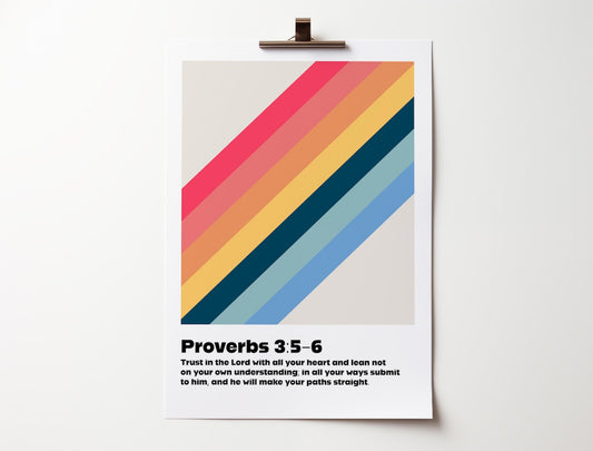 Proverbs 3 verses 5 - 6 wall art poster, bible verse print, Chrisitan wall decor, physical print, for homes, for churches - The Christian Poster Company