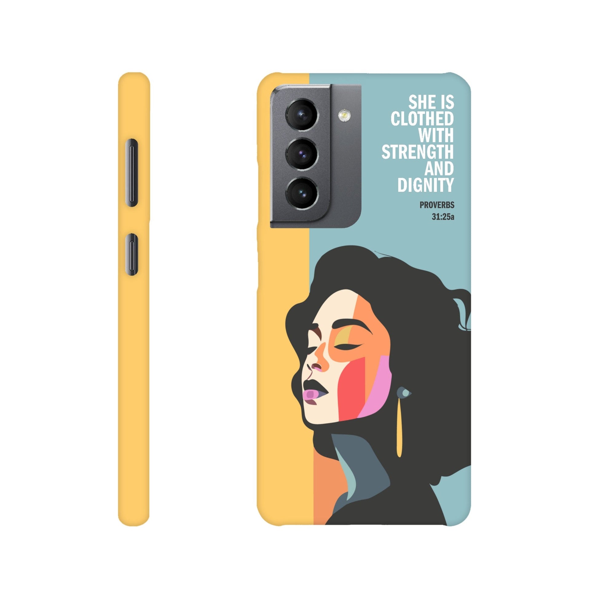 Proverbs 31 phone case. She is clothed with strength and dignity - The Christian Poster Company