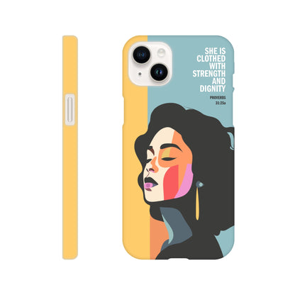 Proverbs 31 phone case. She is clothed with strength and dignity - The Christian Poster Company