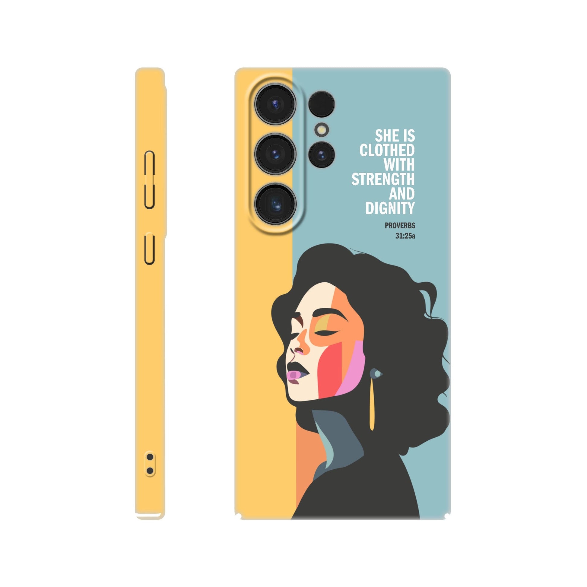 Proverbs 31 phone case. She is clothed with strength and dignity - The Christian Poster Company
