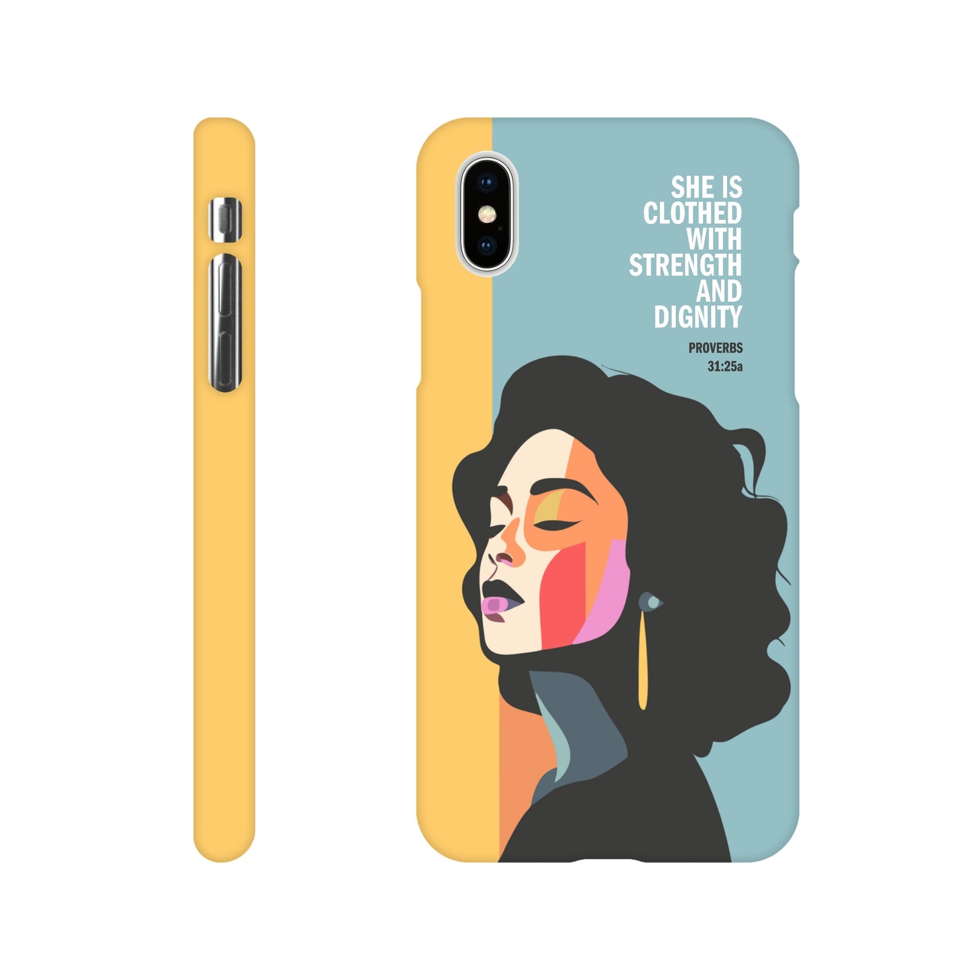 Proverbs 31 phone case. She is clothed with strength and dignity - The Christian Poster Company
