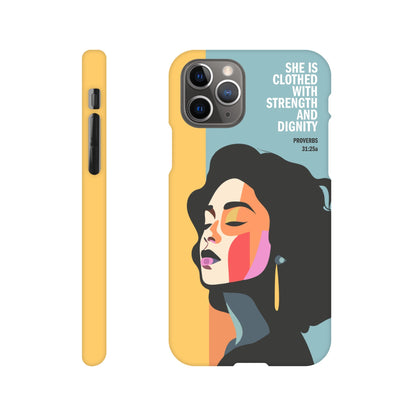 Proverbs 31 phone case. She is clothed with strength and dignity - The Christian Poster Company