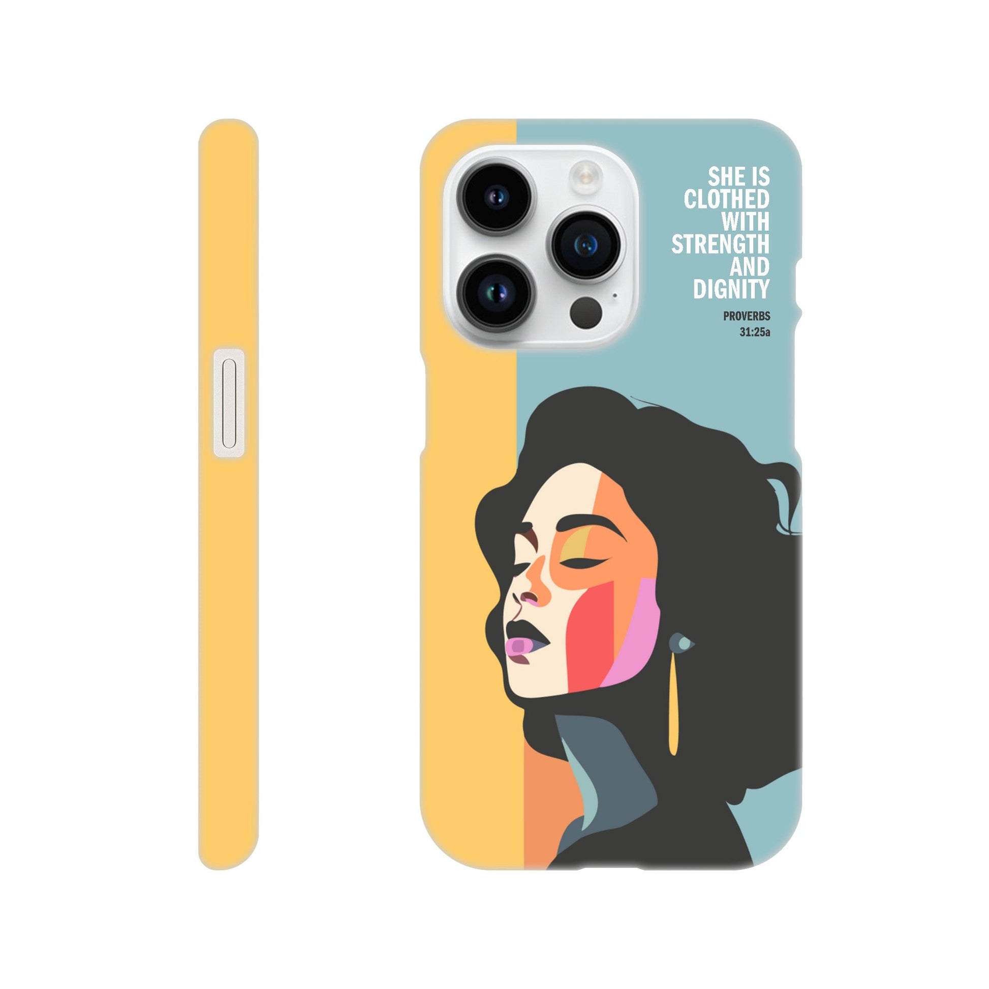 Proverbs 31 phone case. She is clothed with strength and dignity - The Christian Poster Company