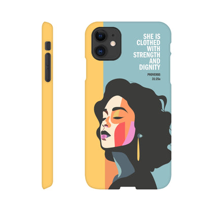 Proverbs 31 phone case. She is clothed with strength and dignity - The Christian Poster Company