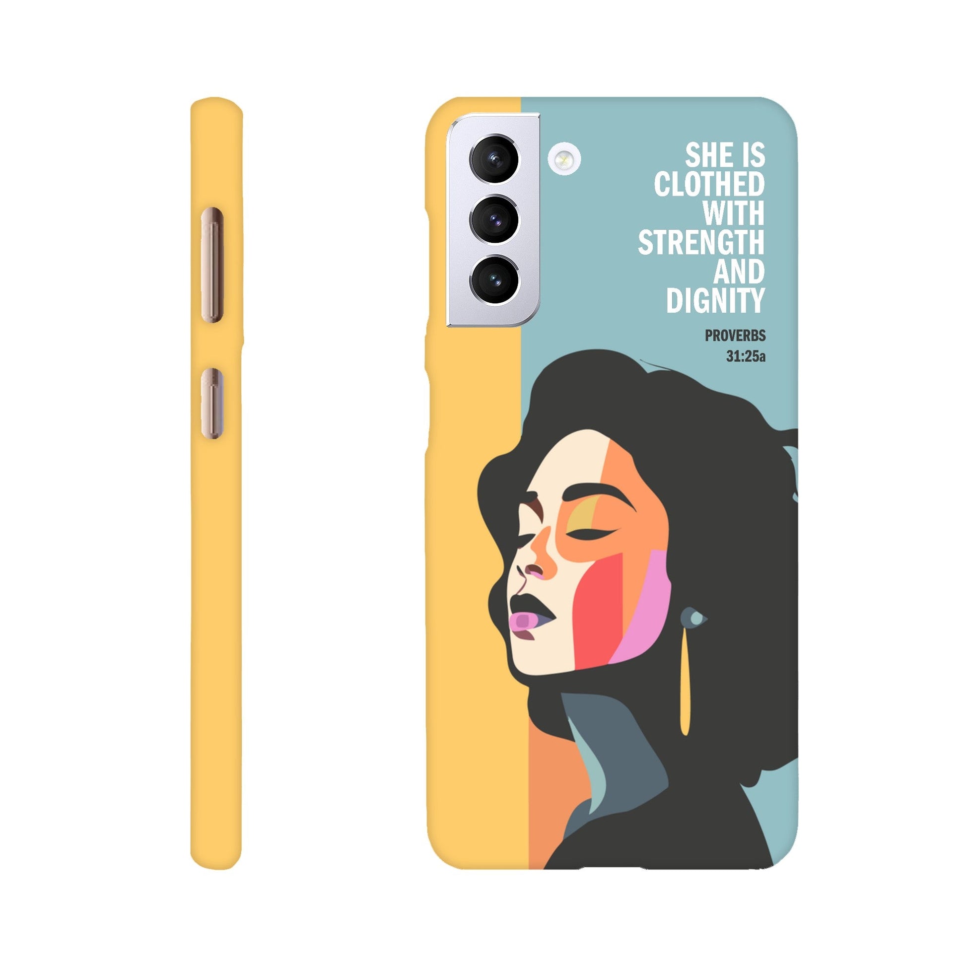 Proverbs 31 phone case. She is clothed with strength and dignity - The Christian Poster Company