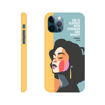 Proverbs 31 phone case. She is clothed with strength and dignity - The Christian Poster Company