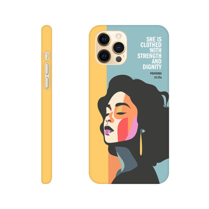 Proverbs 31 phone case. She is clothed with strength and dignity - The Christian Poster Company