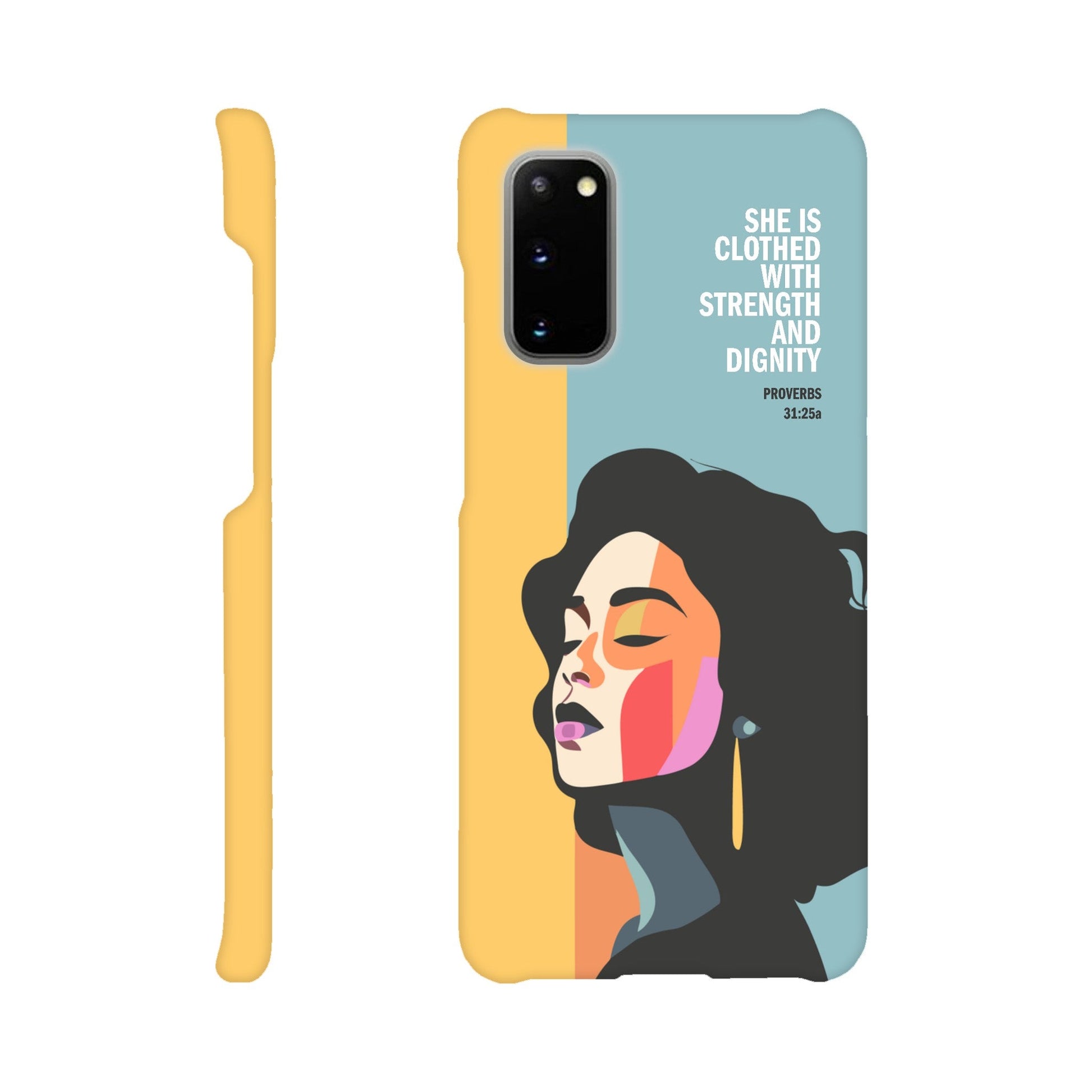 Proverbs 31 phone case. She is clothed with strength and dignity - The Christian Poster Company