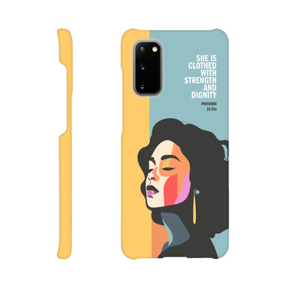 Proverbs 31 phone case. She is clothed with strength and dignity - The Christian Poster Company