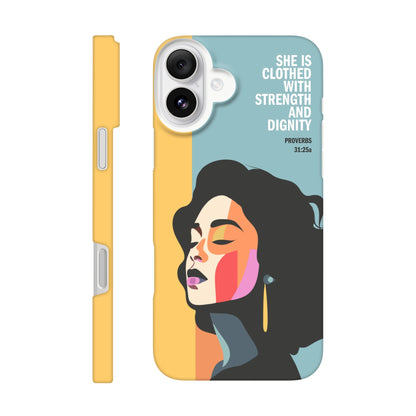 Proverbs 31 phone case. She is clothed with strength and dignity - The Christian Poster Company