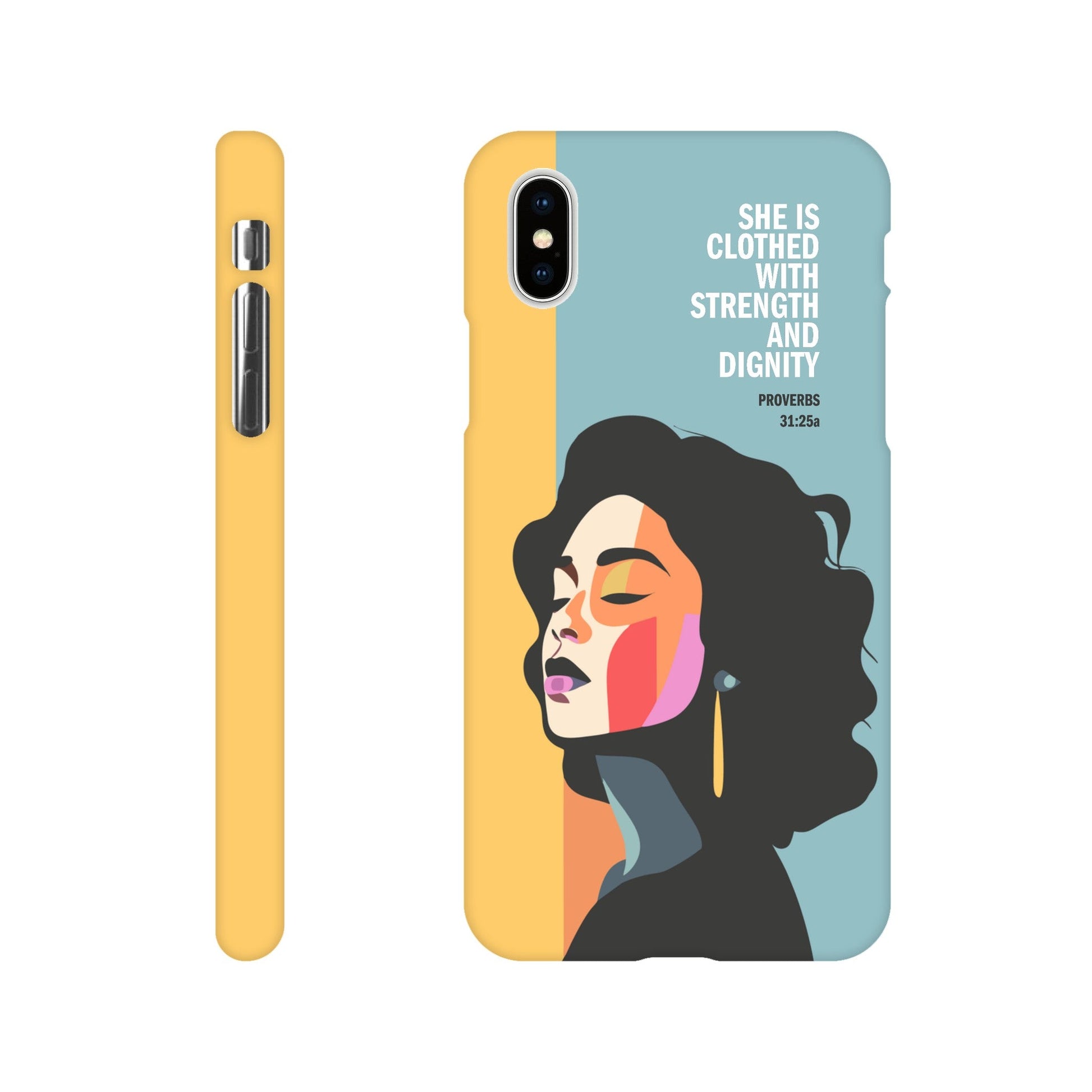 Proverbs 31 phone case. She is clothed with strength and dignity - The Christian Poster Company