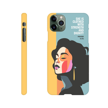 Proverbs 31 phone case. She is clothed with strength and dignity - The Christian Poster Company