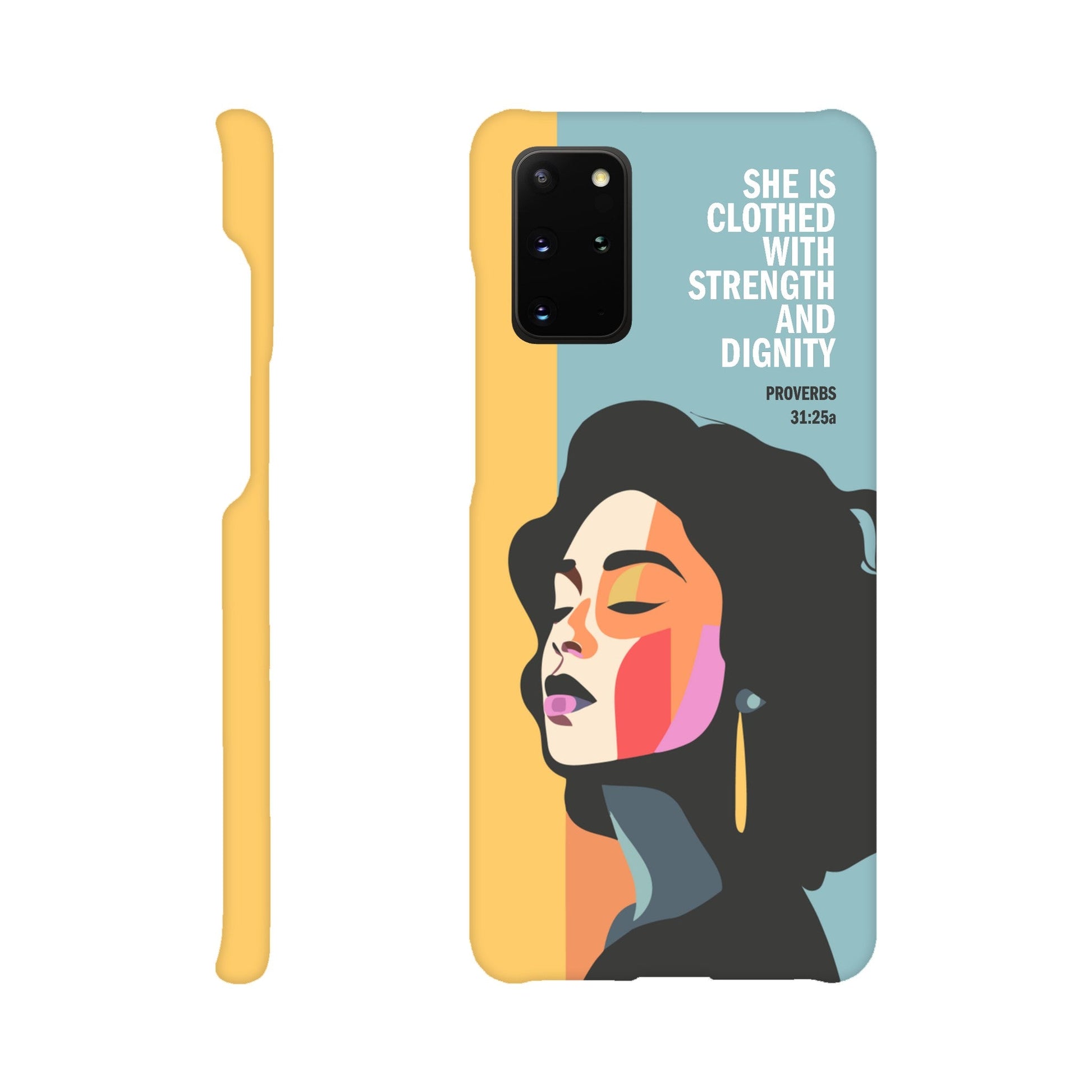 Proverbs 31 phone case. She is clothed with strength and dignity - The Christian Poster Company