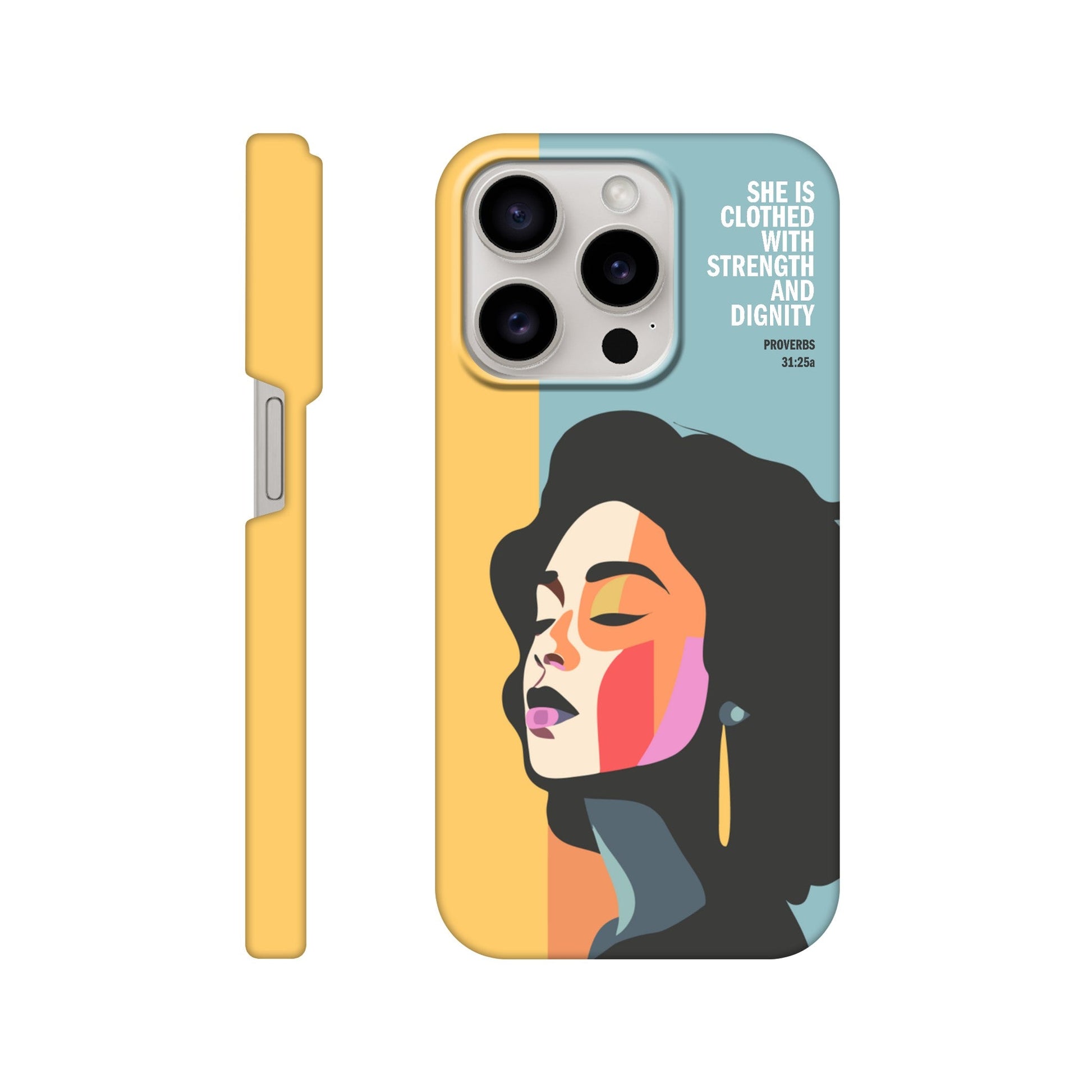 Proverbs 31 phone case. She is clothed with strength and dignity - The Christian Poster Company