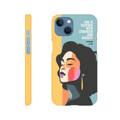 Proverbs 31 phone case. She is clothed with strength and dignity - The Christian Poster Company