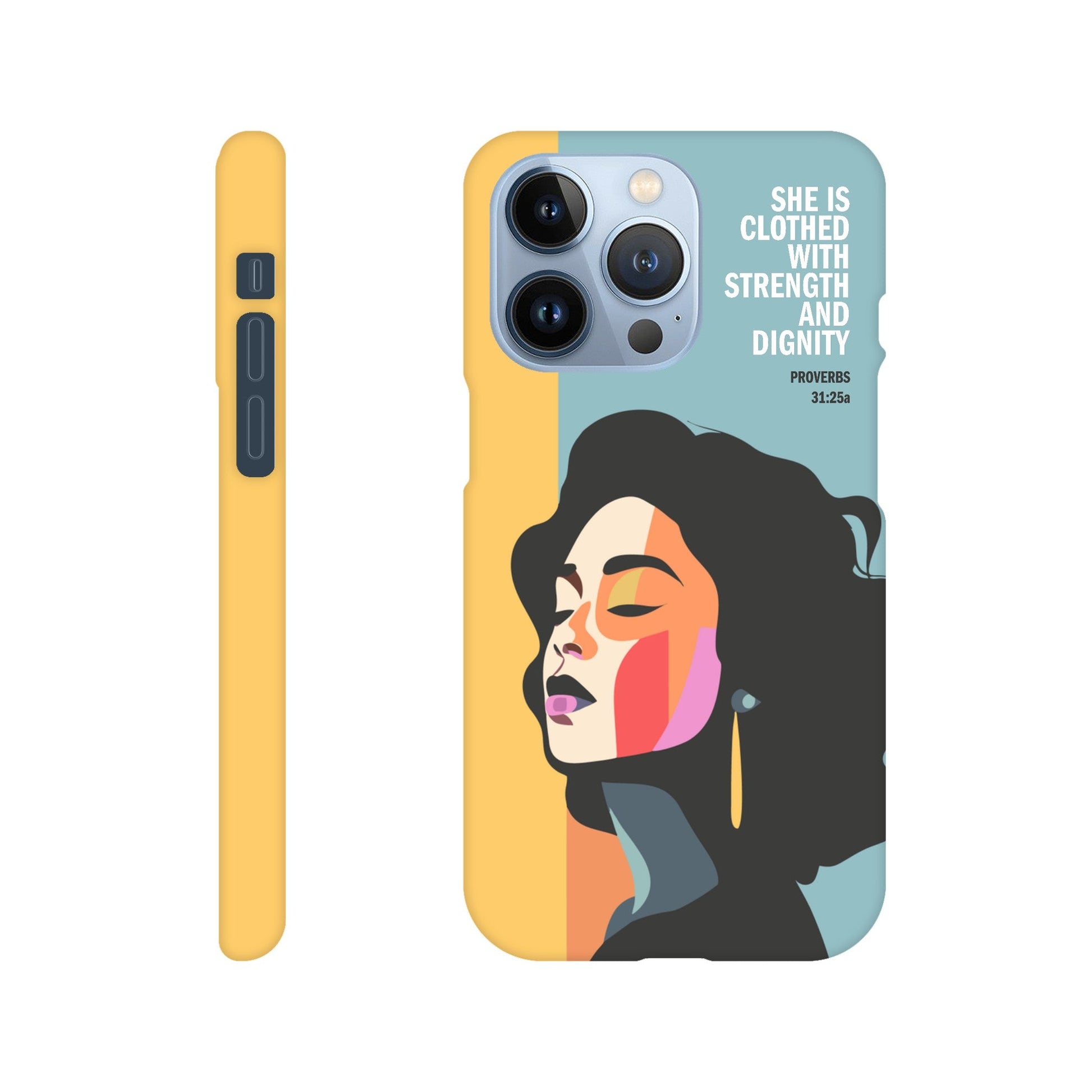 Proverbs 31 phone case. She is clothed with strength and dignity - The Christian Poster Company