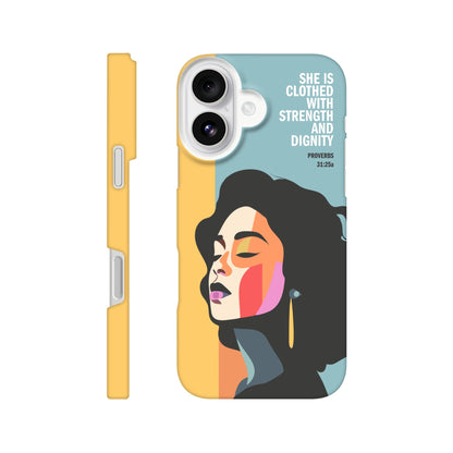 Proverbs 31 phone case. She is clothed with strength and dignity - The Christian Poster Company