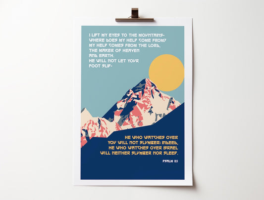 Psalm 121 print, I lift up my eyes Christian poster / wall art - The Christian Poster Company