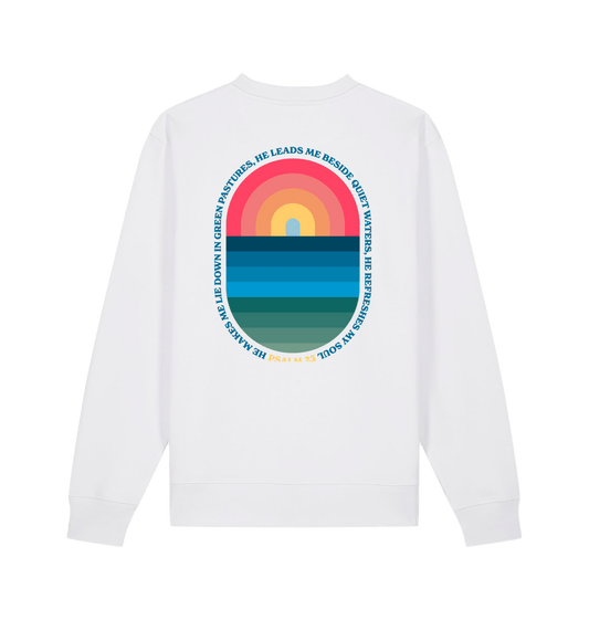 Psalm 23 back printed sweater. Unisex - The Christian Poster Company
