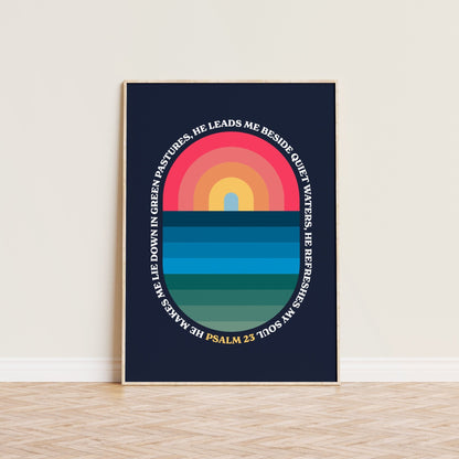 Psalm 23 poster. He refreshes my soul. - The Christian Poster Company