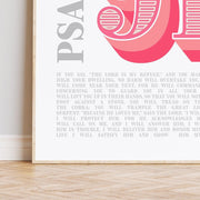 Modern typographic poster featuring Psalm 91 in bold text, with a minimalist design and neutral background.