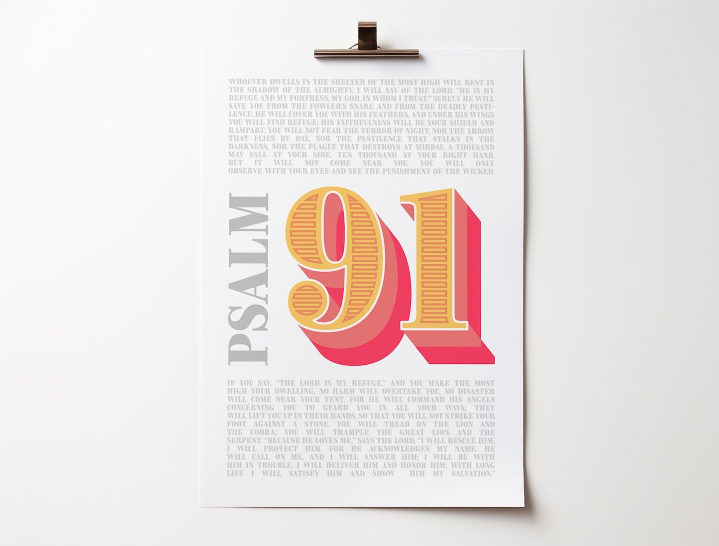 Psalm 91 modern Christian typographic poster. - The Christian Poster Company