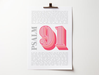 Psalm 91 modern Christian typographic poster. - The Christian Poster Company